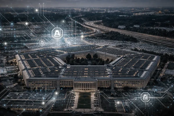 Будівля Пентагону та логотип Anthropic на тлі дискусії про використання ШІ