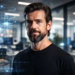 Джек Дорсі на фоні офісу технологічної компанії