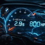 Концепт BMW Vision Neue Klasse поруч із силуетом майбутнього iX4 M; цифрова приладова панель із показником 800 к.с. лютий 2026Концепт BMW Vision Neue Klasse поруч із силуетом майбутнього iX4 M; цифрова приладова панель із показником 800 к.с. лютий 2026