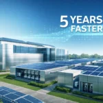 Порівняльна інфографіка: Традиційна модель (Червона лінія, очікування) vs Модель Enchanted Rock (Зелена лінія, миттєвий старт) на фоні сучасного дата-центру та чистих енергоблоків.