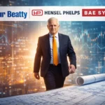 Майлз Весткотт на фоні логотипів Balfour Beatty та BAE Systems; будівельні крани в Техасі та Лондоні лютий 2026