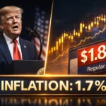 Дональд Трамп виступає з промовою SOTU 2026; інфографіка з ціною на бензин $1.85 та рівнем інфляції 1.7% на фоні Конгресу США лютий 2026