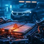 Логотип Mercedes-Benz на передній панелі EQB з графічним індикатором рівня заряду 80% та попередженням про сервісне обслуговування.