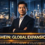 Засновник Shein Скай Сюй (Сюй Янтянь) виступає на бізнес-конференції у 2026 році на фоні логотипа Shein та китайського прапора