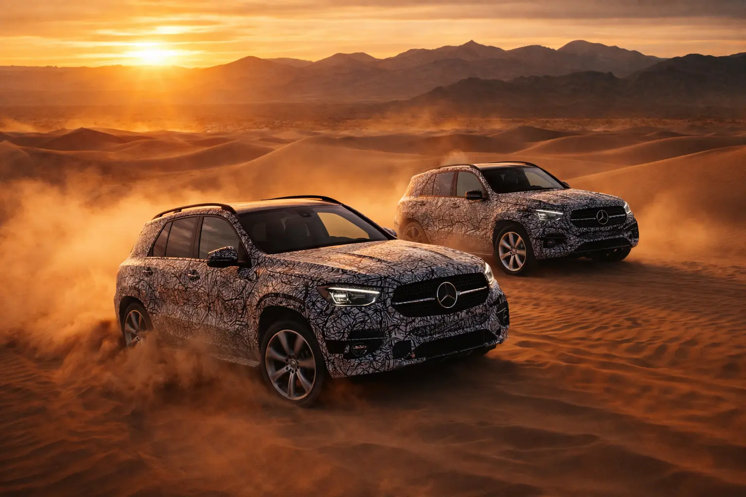 Прототипи Mercedes-Benz GLE та GLS 2027 під час тестів у пустелі Невади