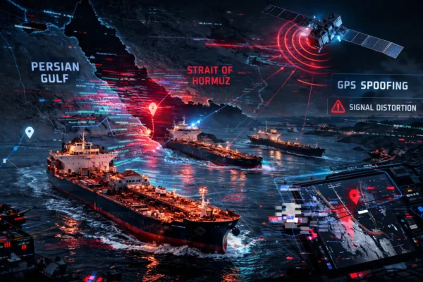 Карта судноплавства з аномальними координатами танкерів через GPS-спуфінг у Перській затоці