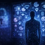 Цифрова приватність в інтернеті під загрозою — концептуальна ілюстрація збору персональних даних і онлайн-спостереження