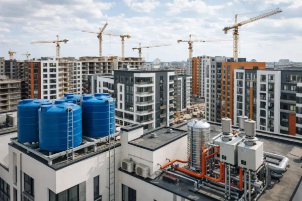 Житловий комплекс у Києві з автономними водою та опаленням на будівництві