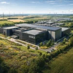 Центр обробки даних штучного інтелекту у Ейрширі на тлі сільськогосподарських угідь та зелених зон