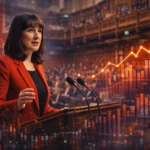 Канцлер Великобританії Рейчел Рівз під час виступу щодо Весняної заяви та економічних прогнозів