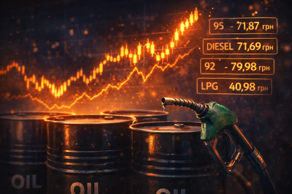 Підвищення цін на бензин на українській АЗС на тлі зростання світових цін на нафту після блокади Ормузької протоки