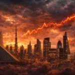 Архітектурні символи країн Близького Сходу та Заходу на тлі графіка зростання цін на енергію