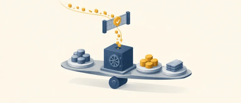 Корпоративне сховище з портфелем різних активів, потік токенів проходить через ворота фінмоніторингу