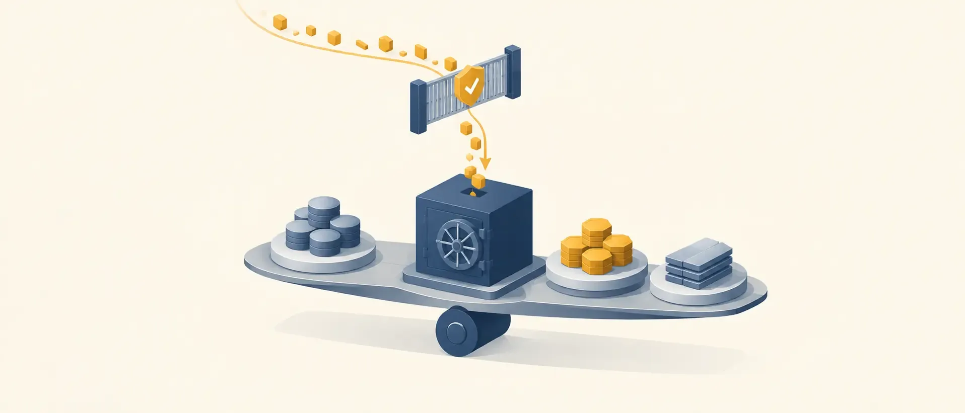 Корпоративне сховище з портфелем різних активів, потік токенів проходить через ворота фінмоніторингу